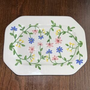 Vintage floral decorative plate from Portugal casa fina signed hand painted